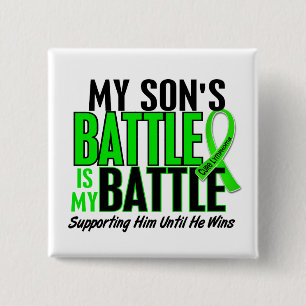 Badge Carré 5 Cm Lymphome ma bataille trop 1 fils