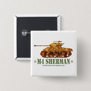 Badge Carré 5 Cm M4 Sherman Deux 2ÈME GUERRE MONDIALE américains à