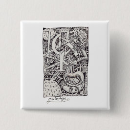 Badge Carré 5 Cm M. Emptyful, Dessin D'Encre