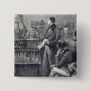 Badge Carré 5 Cm M. Gladstone fournissant son premier discours