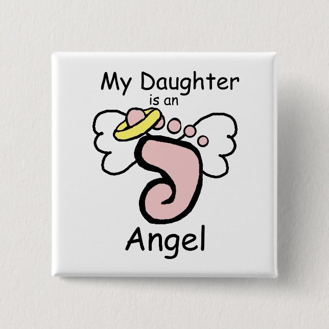 Badge Carré 5 Cm Ma fille est un Pin d'ange (Devant)