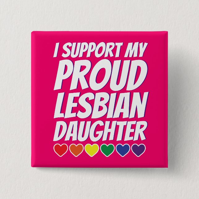 Badge Carré 5 Cm Ma fille lesbienne fière (Devant)