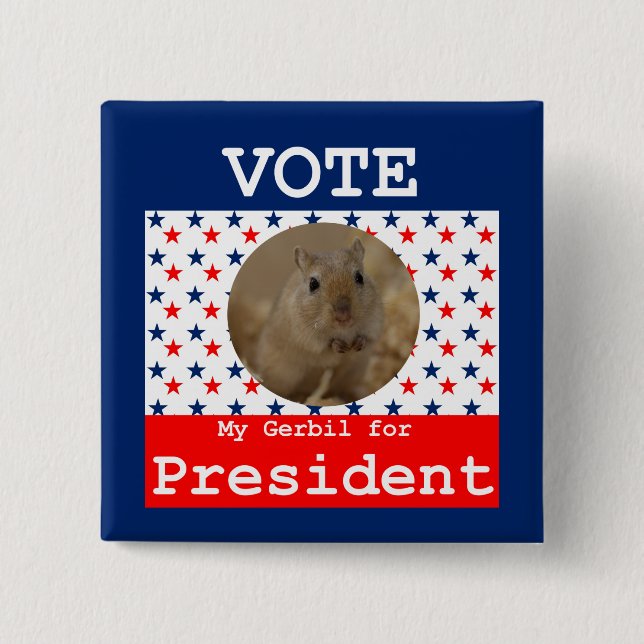 Badge Carré 5 Cm Ma gerbille pour le Président Square Pin (Devant)
