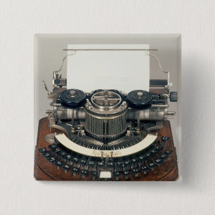 Badge Carré 5 Cm Machine à écrire de Hammond, avec le clavier id