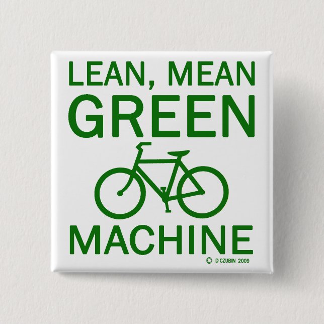 Badge Carré 5 Cm Machine maigre de moyen de vert (Devant)
