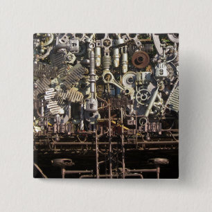 Badge Carré 5 Cm Machines mécaniques de machines de Steampunk