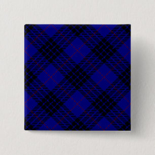 Badge Carré 5 Cm MacKay tartan bleu noir plaid