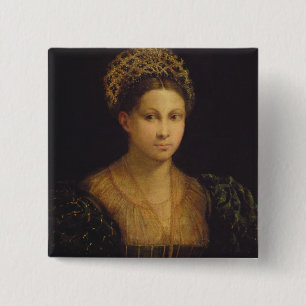 Badge Carré 5 Cm Madame avec le turban vert