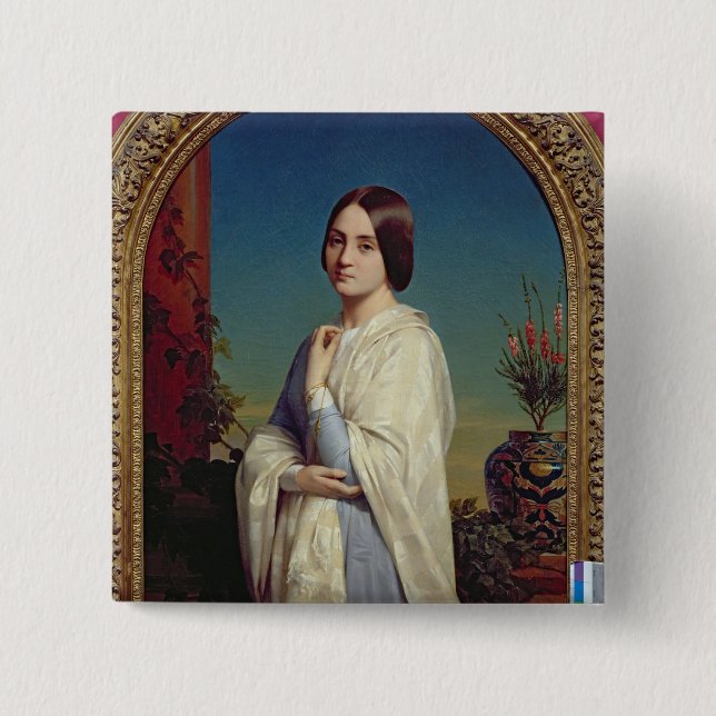 Badge Carré 5 Cm Madame Edouard Dubufe 1842 (Devant)