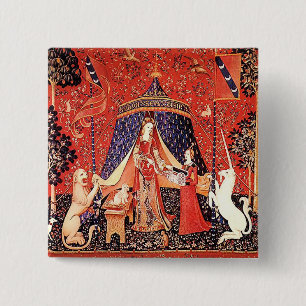 Badge Carré 5 Cm "Madame et la licorne "