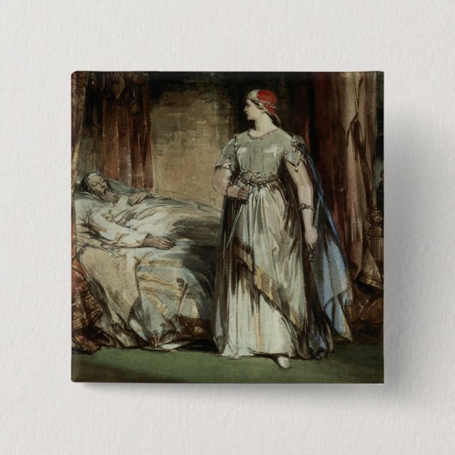 Badge Carré 5 Cm Madame Macbeth, 1850 (Devant)