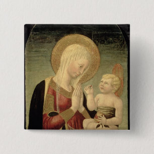 Badge Carré 5 Cm Madonna et enfant avec la grenade