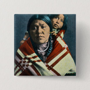 Badge Carré 5 Cm Madonna et l'enfant indien de Corbeau