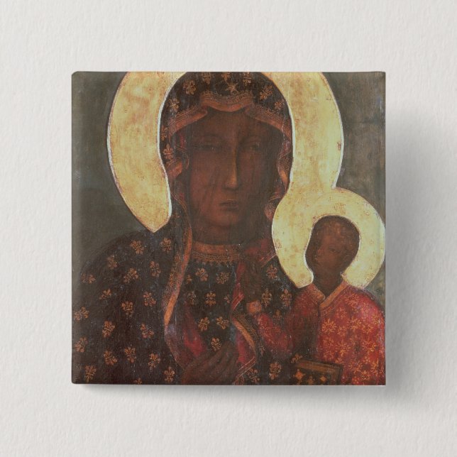 Badge Carré 5 Cm Madonna noir de Jasna Gora (Devant)