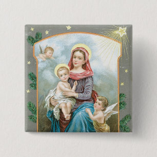 Badge Carré 5 Cm Madonna with Christ Child