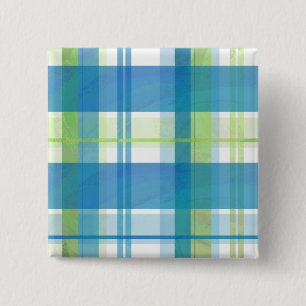 Badge Carré 5 Cm Madras Plaid Green et Blue