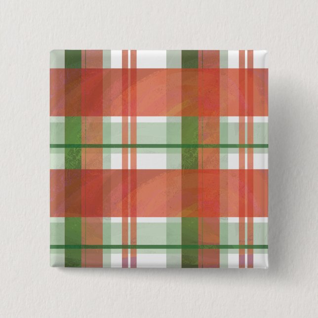 Badge Carré 5 Cm Madras Plaid Noël (Devant)