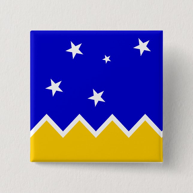Badge Carré 5 Cm Magallanes, drapeau du Chili, Antarctique (Devant)