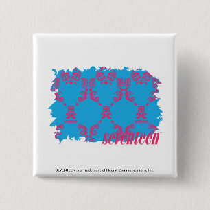 Badge Carré 5 Cm Magenta-Aqua 4 de damassé