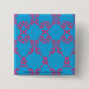 Badge Carré 5 Cm Magenta-Aqua de damassé