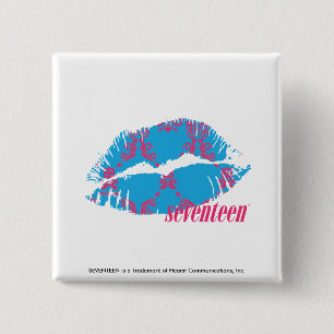 Badge Carré 5 Cm Magenta-Aqua de damassé