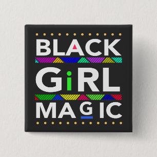 Badge Carré 5 Cm Magie de la fille noire