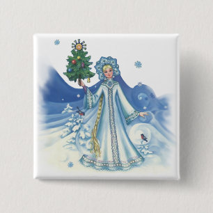 Badge Carré 5 Cm Magie hivernale