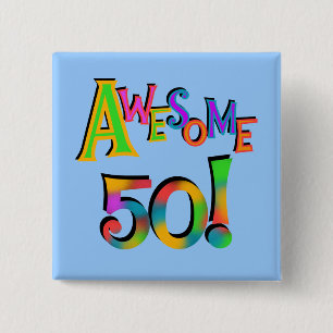 Badge Carré 5 Cm Magnifique 50 T-shirts et cadeaux d'anniversaire