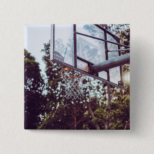 Badge Carré 5 Cm Magnifique Basket-Ball