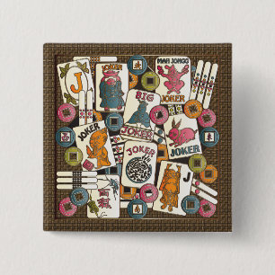 Badge Carré 5 Cm Mah Jong Jokers