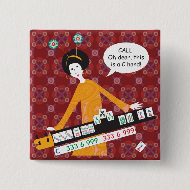 Badge Carré 5 Cm Mah Jongg C Hand Button (Devant)