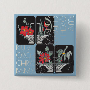 Badge Carré 5 Cm Mah Jongg Panier Broche