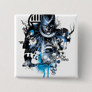 Badge Carré 5 Cm Main noire - collage bleu