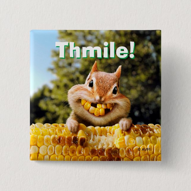 Badge Carré 5 Cm Maïs de Chipmunk (Devant)