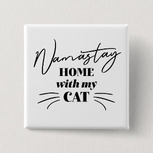 Badge Carré 5 Cm Maison Namastay Avec Mon Chat
