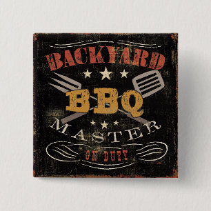 Badge Carré 5 Cm Maître de BBQ de jardin