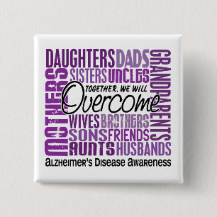Badge Carré 5 Cm Maladie d'Alzheimer carrée de famille