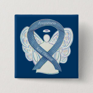 Badge Carré 5 Cm Maladies rares Denim Sensibilisation Angel Ruban É