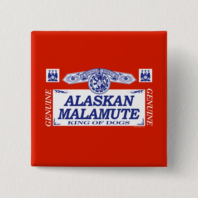 Badge Carré 5 Cm Malamute d'Alaska (Devant)