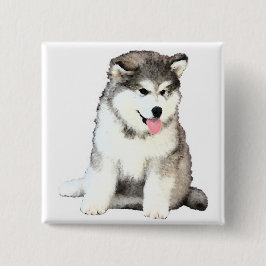 Badge Carré 5 Cm Malamute d'Alaska