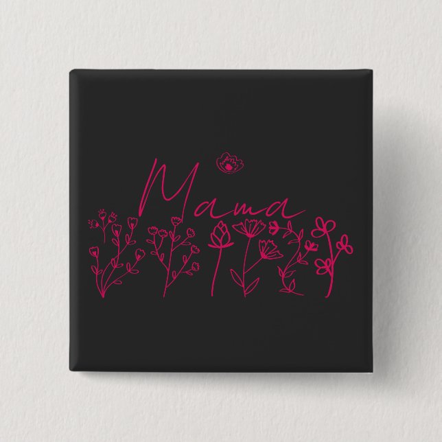Badge Carré 5 Cm Mama wildflowers Floral gift (Devant)