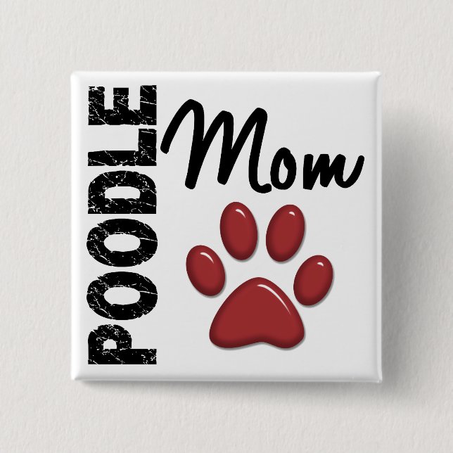 Badge Carré 5 Cm Maman 2 de caniche (Devant)