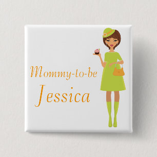 Badge Carré 5 Cm Maman-à-est le bouton de baby shower