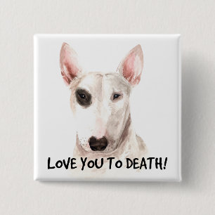 Badge Carré 5 Cm Maman à Fourrure Amour Chien Taureau Mignon