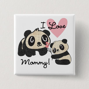 Badge Carré 5 Cm Maman d'amour des pandas I