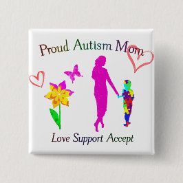 Badge Carré 5 Cm Maman fière d'autisme