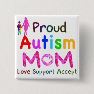 Badge Carré 5 Cm Maman fière d'autisme