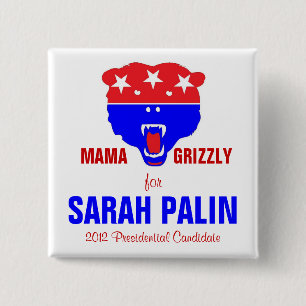 BADGE CARRÉ 5 CM MAMAN GRIZZLY