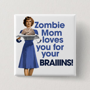 Badge Carré 5 Cm Maman Zombie
