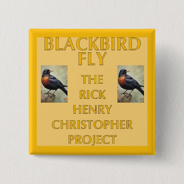 Badge Carré 5 Cm Manche photo Blackbird (Devant)
